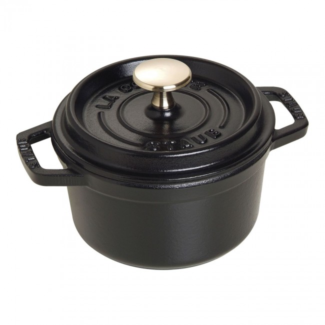 Round cast iron cocotte 14 cm - black