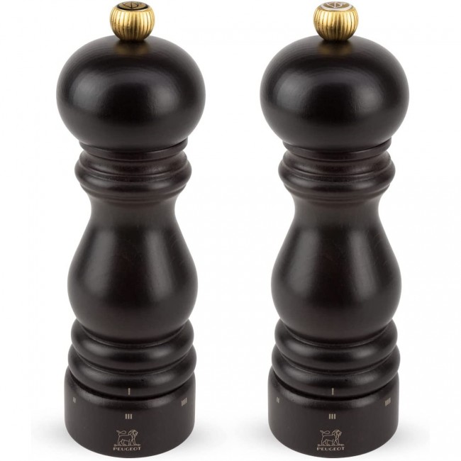 Black chocolate u'Select duo salt & pepper mills 18cm/7" - beech wood - Paris Classic - Peugeot