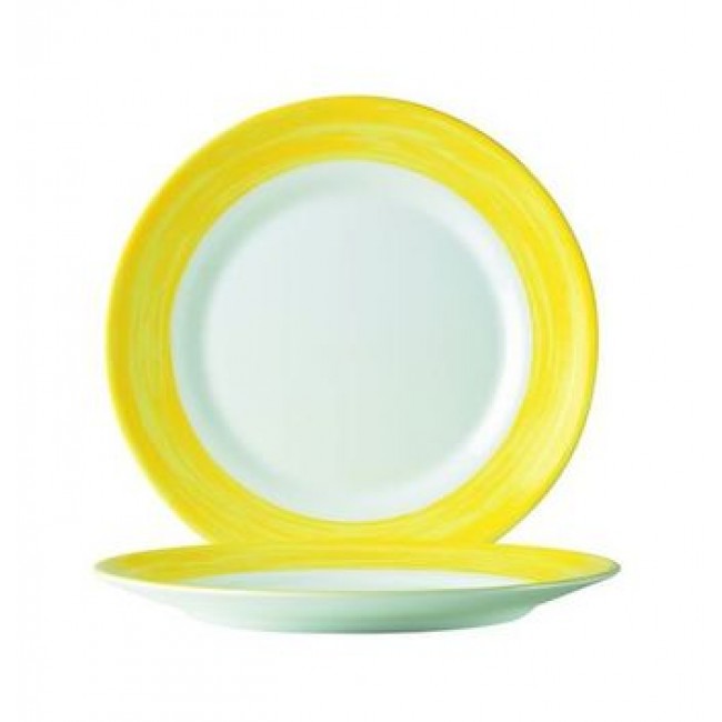 Round dinner plate white/yellow 9.1" / 23.5cm - Singly sold