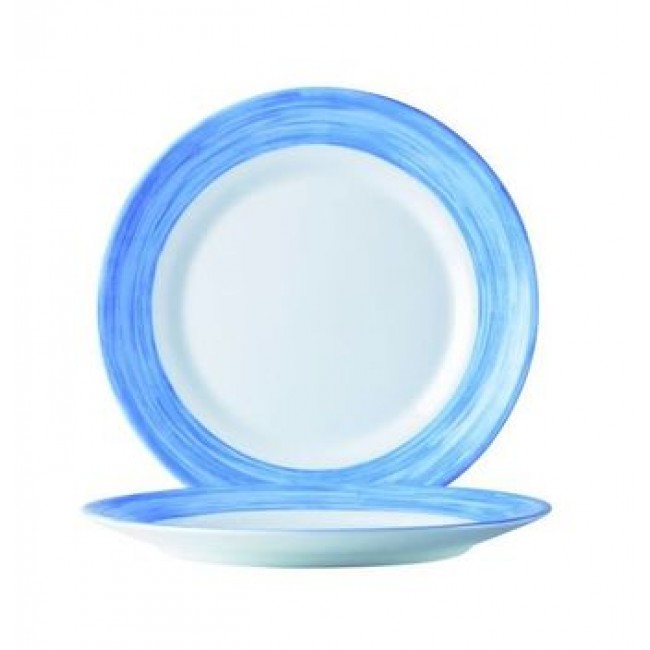 Round dinner plate white / blue 6.3" / 16cm - Brush blue - Arcoroc