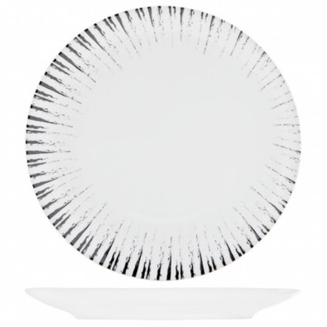Dessert plate black and white 8" / 20cm - Glee Black - Spal