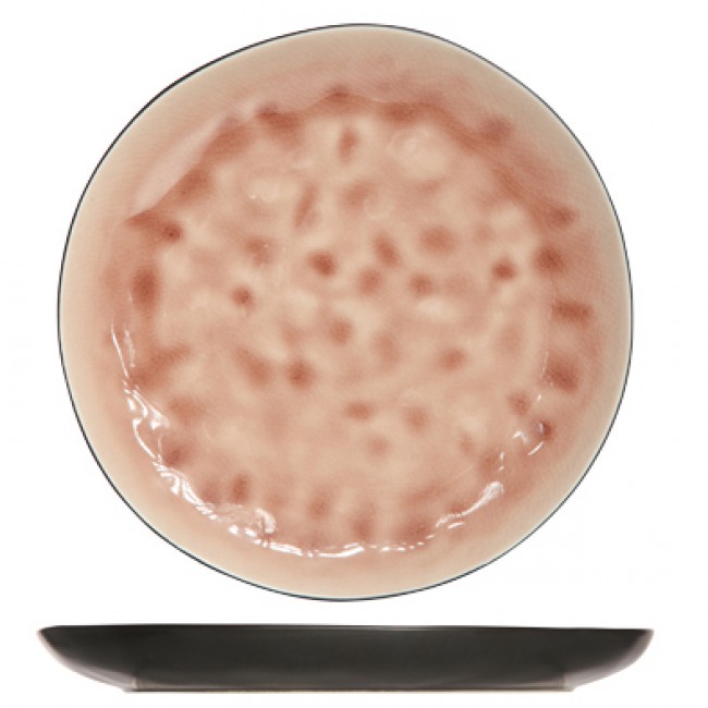 Cosy & Trendy - Laguna Old Rose - Dessert plate black and rose 8" / 20cm - Set of 6