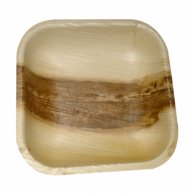 Disposable square areca plate natural color 11.5x1.5 cm / 4.3 x 0.3" - Set of 25