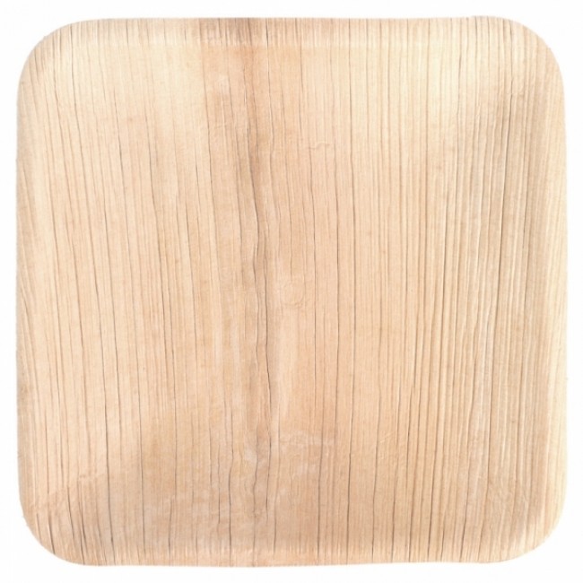 Disposable square areca plate natural color 18x1.5 cm / 7 x 0.3" - Set of 25