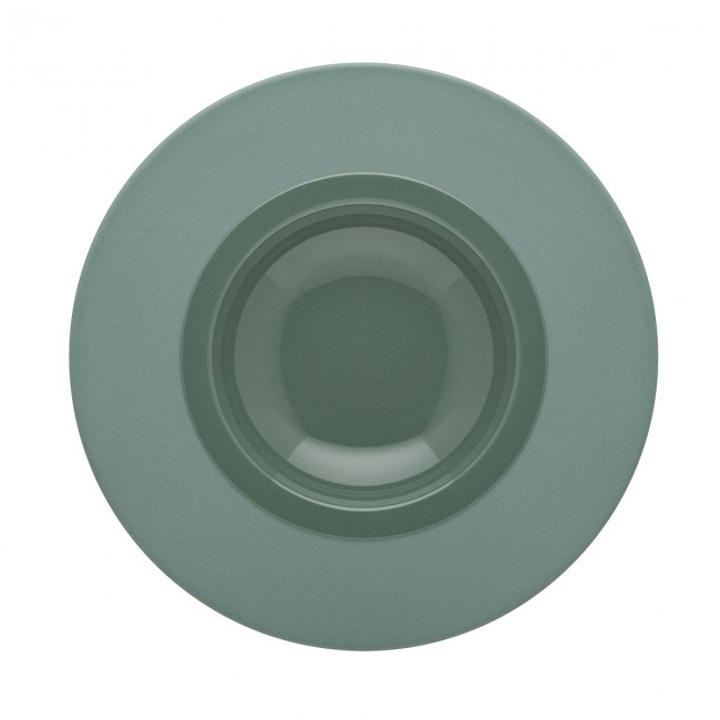 Sandstone gourmet round hollow plate 9" / 23cm green - singly sold - Bahia - Guy Degrenne