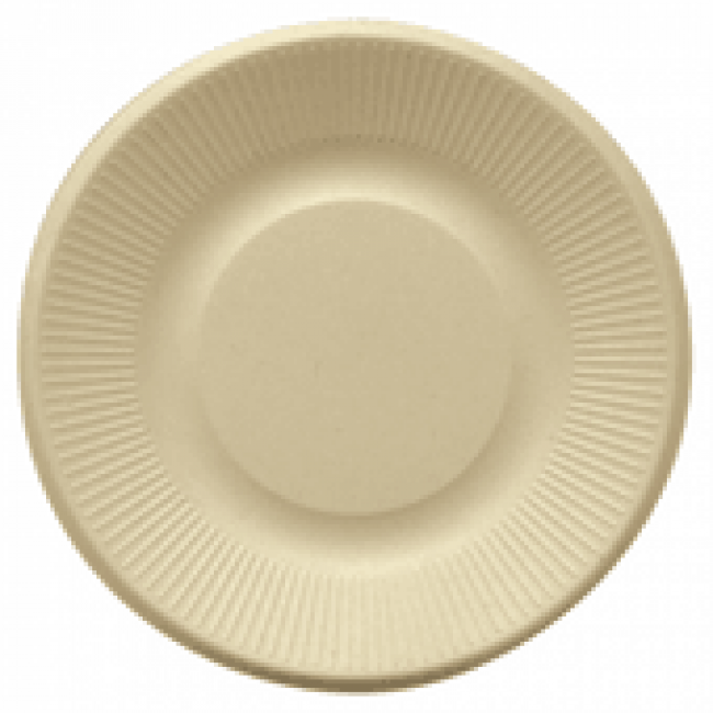Disposable bionic cellulose plate natural color Ø 21x1,8 cm / Ø 8 - Set of 50 