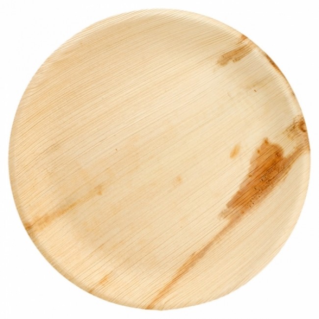 Disposable areca plate natural color Ø 23x2 cm / Ø 9 - Set of 25