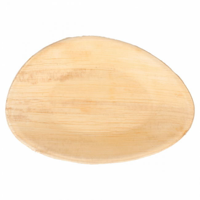 Disposable oval areca plate natural color 26x16x2.5 cm / 10.2 x 6.2 x 0.7" - Set of 25 