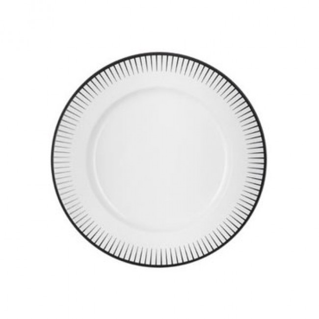 White porcelain plate 6.9 in / 17,5 cm with black pattern in relief