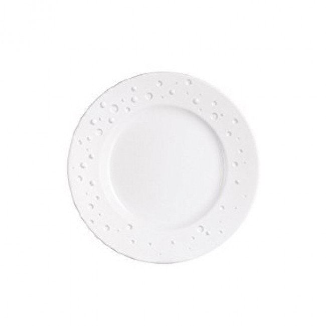 White porcelain plate with water droplets design 6.9 in / 17.5 cm