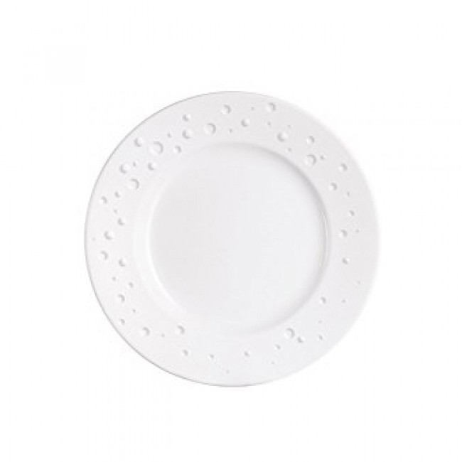 White porcelain plate with water droplets design 8.5 in / 21.5 cm