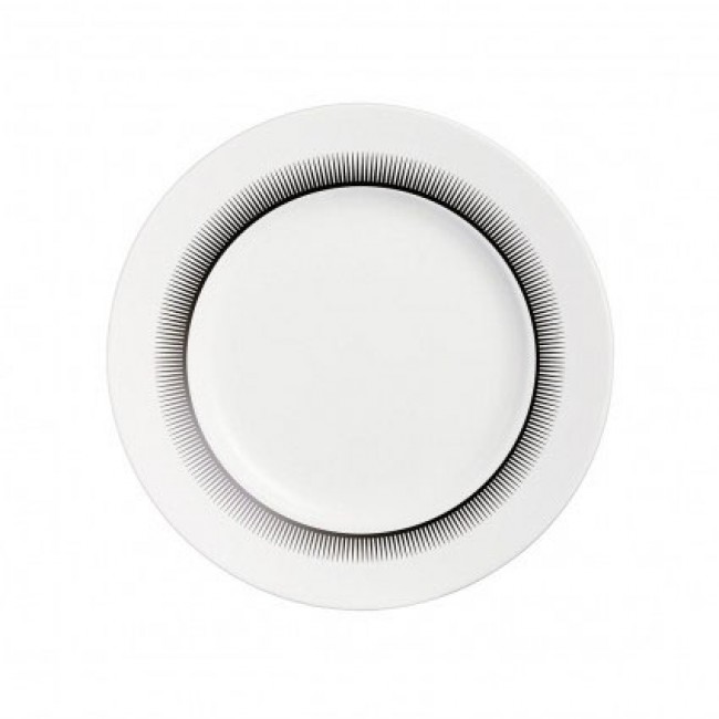 White porcelain plate 8.5 in / 21,5 cm with black pattern in relief