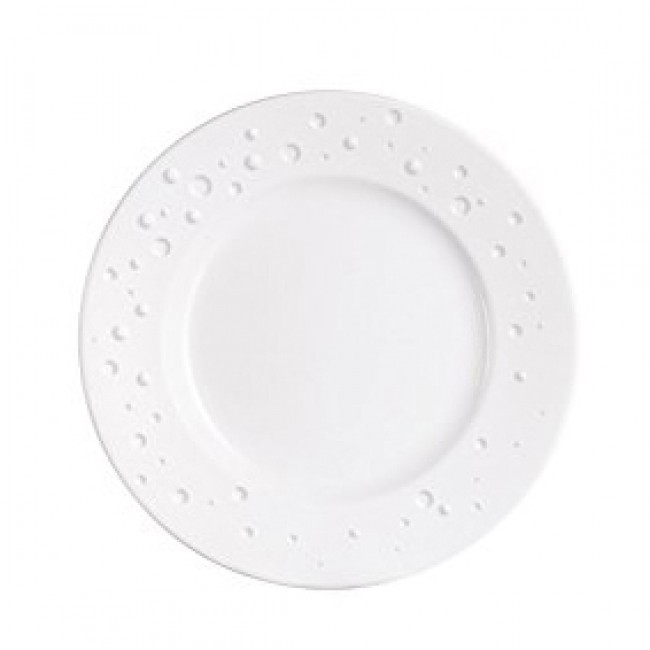 White porcelain plate with water droplets design 11.2 in / 28.5 cm
