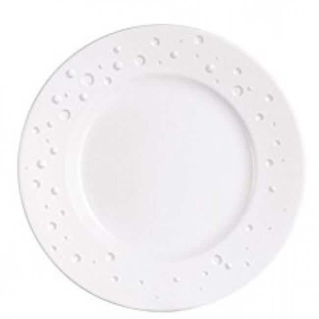 White porcelain plate with water droplets design 12.6 in / 32 cm