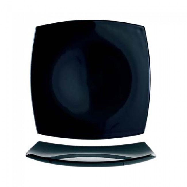 Flat square plate 10"/26cm black - Delice - Arcoroc