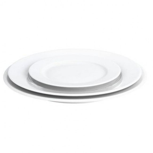 Porcelain round flat plate 10" / 26cm white - Set of 6 - Sancerre
