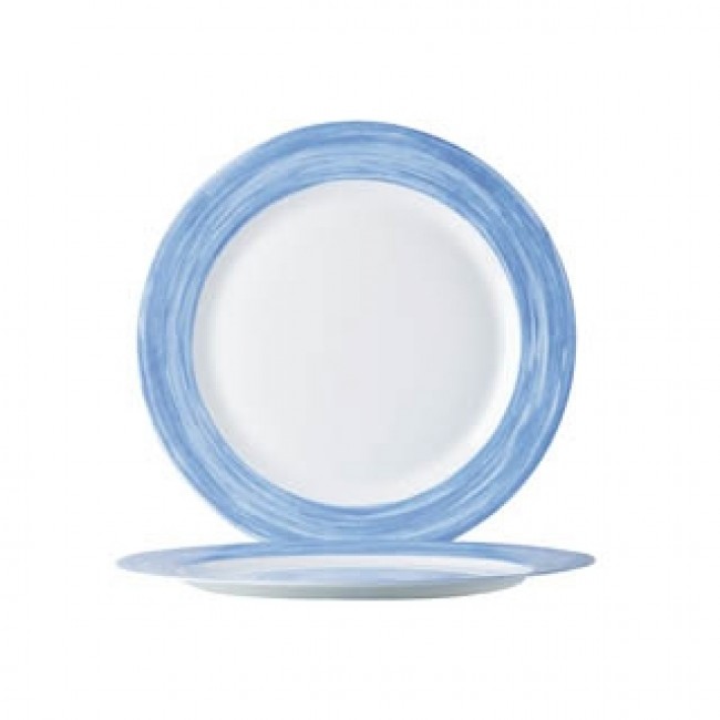Round dinner plate white / blue 7.8" / 20cm - Brush blue - Arcoroc