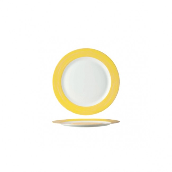 Round dinner plate white/yellow 7.5" / 19cm - Singly sold
