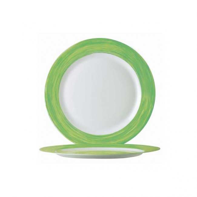 Round dinner plate white/green 5.9" / 15.5cm - Set of 6