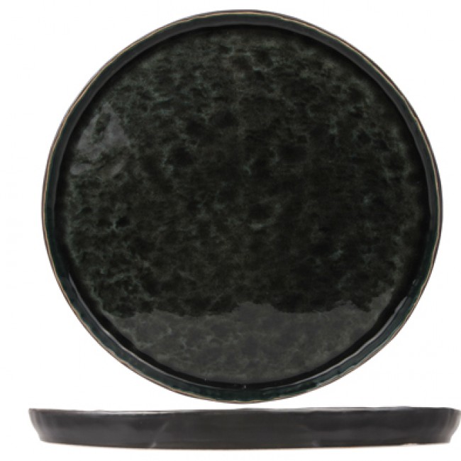 Round flat plate black and green 10" / 27cm - Laguna Verde - Cosy & Trendy
