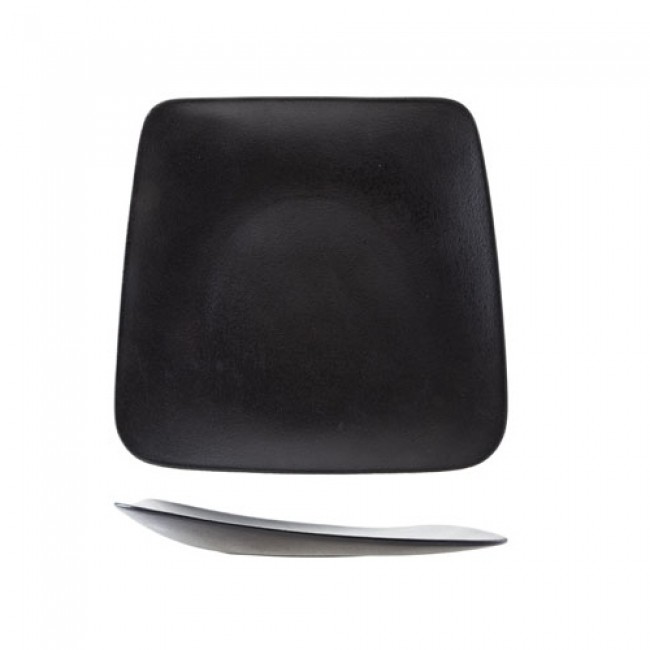 Black porcelain rectangular plate 11 x 9.1 x 10.2 in / 28 x 23 x 26 cm - Set of 6