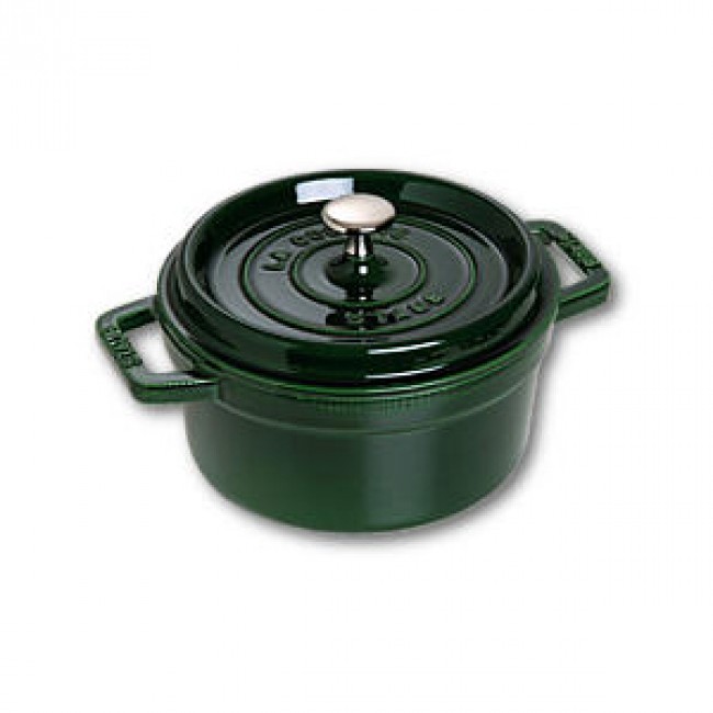 Round cast iron cocotte 4" / 10 cm - basil green