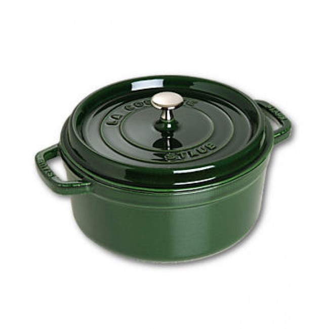 Round cast iron cocotte 9.4" / 24 cm - basil green