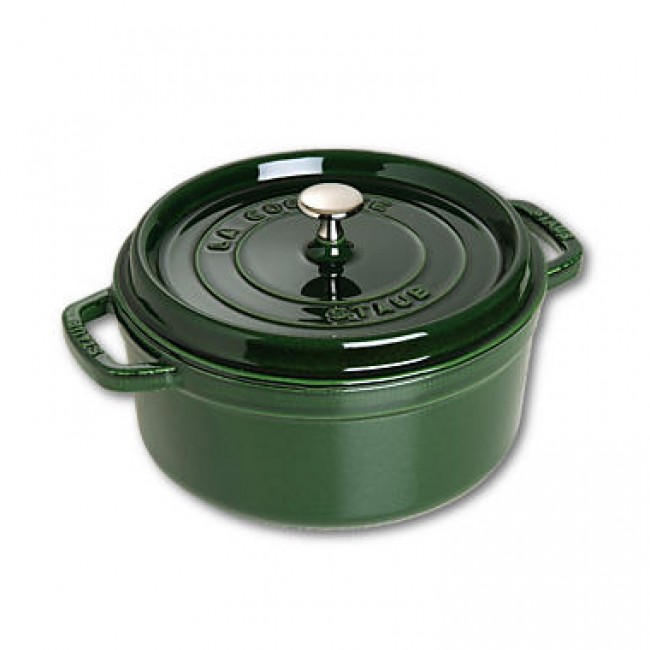 Round cast iron cocotte 11" / 28 cm - basil green