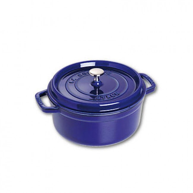 Round cast iron cocotte 9.4" / 24 cm - intense blue