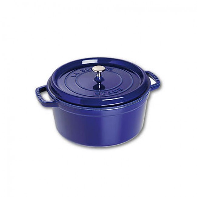 Round cast iron cocotte 11" / 28 cm - intense blue