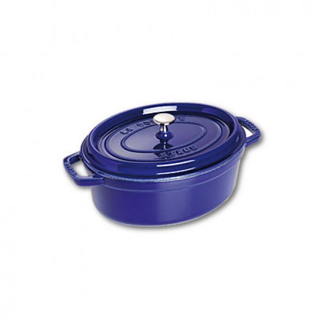 Oval cast iron cocotte 11.4" / 29 cm - intense blue