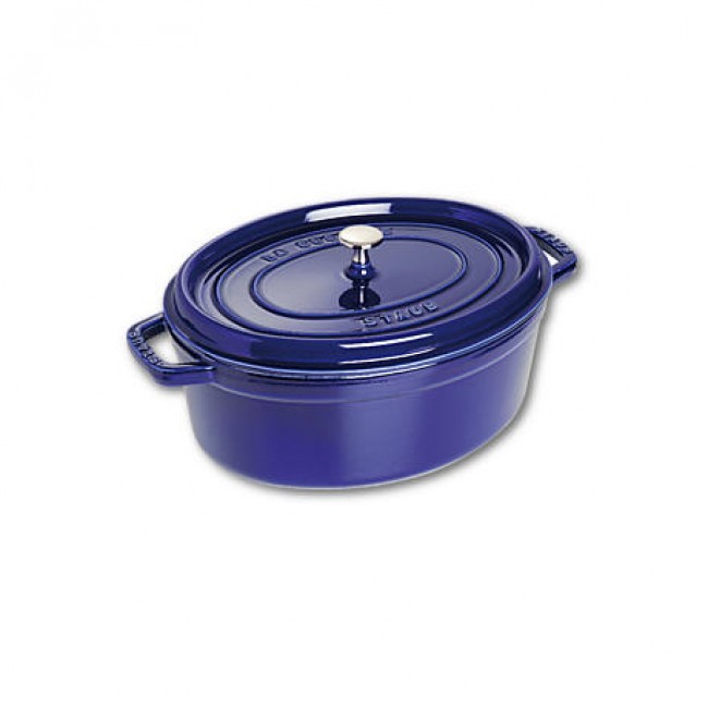Oval cast iron cocotte 13" / 33 cm - intense blue
