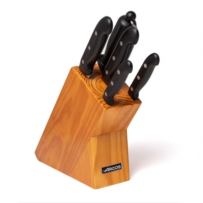 Bloc de 4 couteaux de cuisine et un fusil - coffret cadeau - Maitre - Arcos