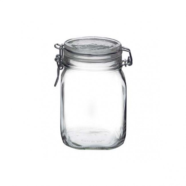 Square clear canning jar 1 L - Fido - Bormioli Rocco