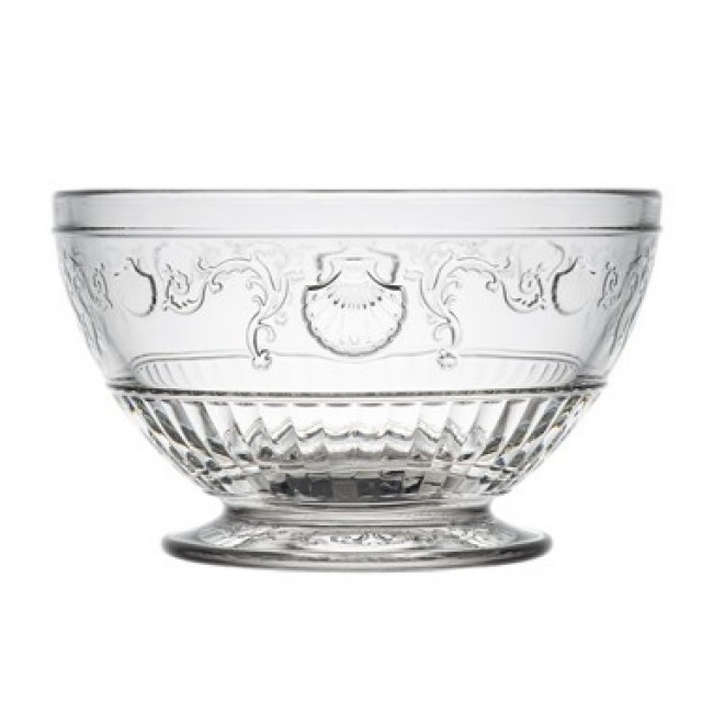 Transparent glass round bowl on stand baroque patterns 20.3 oz / 60 cl - Set of 6
