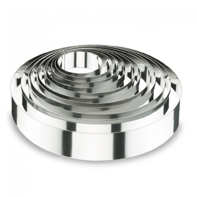 Cercle à mousse en inox 18/10 - hauteur 4cm - diamètre 7,5cm