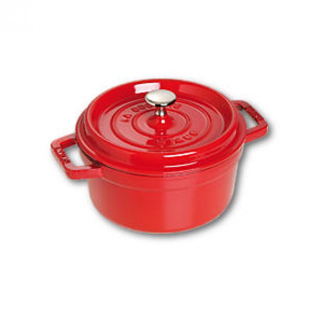 Round cast iron cocotte 7" / 18 cm - cherry red