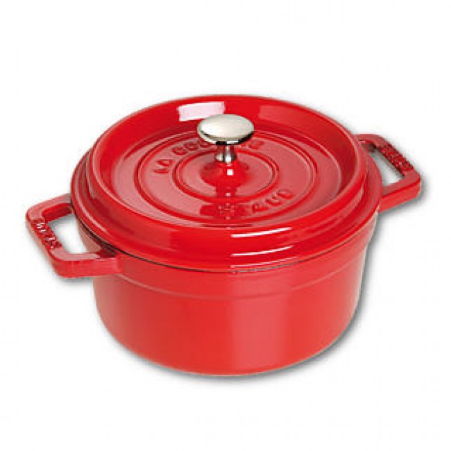 Round cast iron cocotte 11" / 28 cm - cherry red