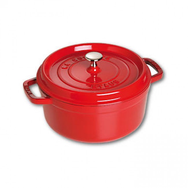 Round cast iron cocotte 8.6" / 22 cm - cherry red