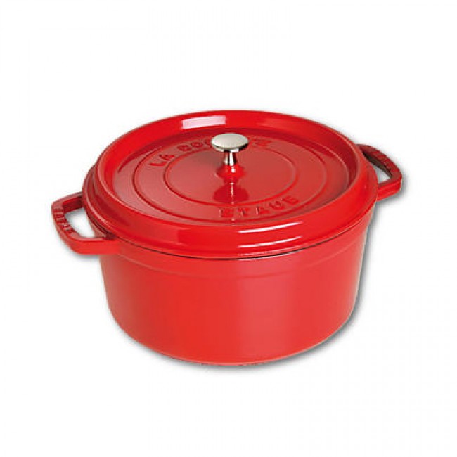 Round cast iron cocotte 9.4" / 24 cm - cherry red 