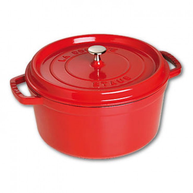 Round cast iron cocotte 12" / 30 cm - cherry red