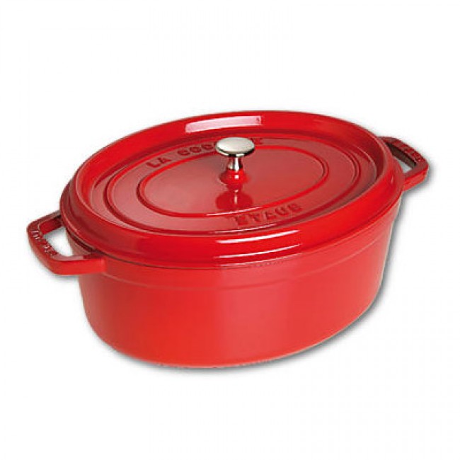 Oval cast iron cocotte 14.5" / 37 cm - cherry red 