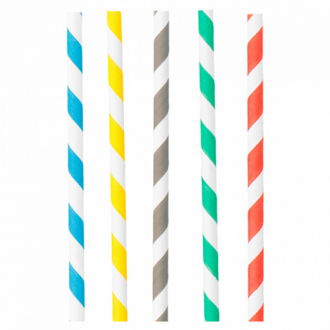 Straight stripes coloured straw 0.8 x 23.5cm / 9" - Sold by 100 - Decorated straws - AZ boutique