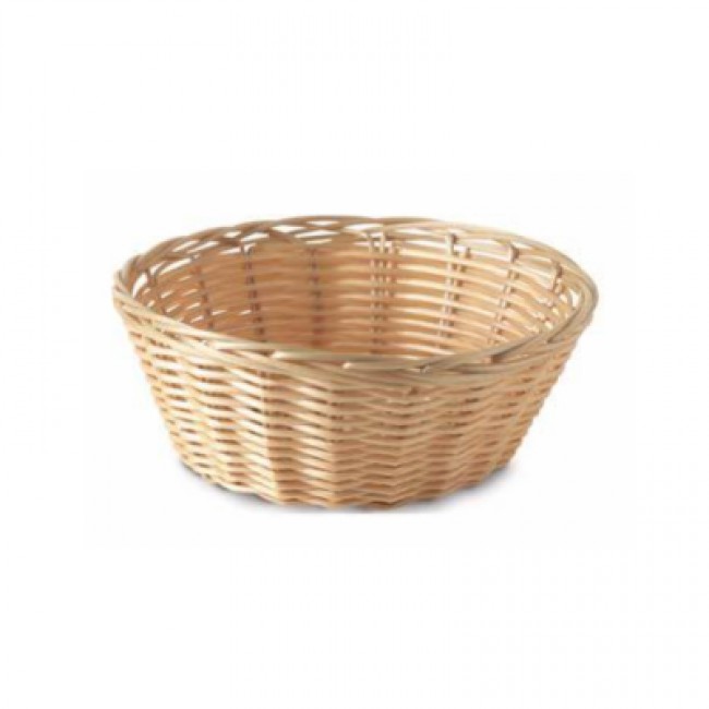 Round polypropylene bread basket 8" - wicker aspect