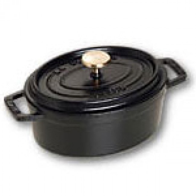 Oval cast iron cocotte 6" / 15 cm - black