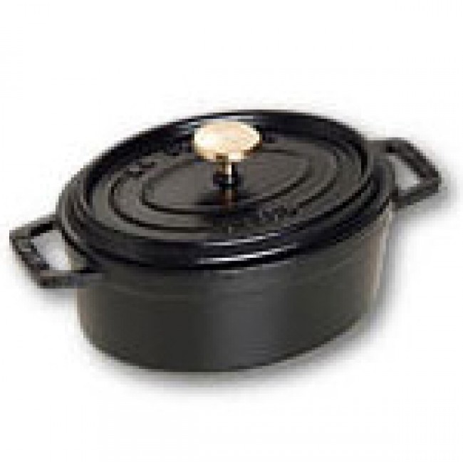 Oval cast iron cocotte 6.6" / 17 cm - black