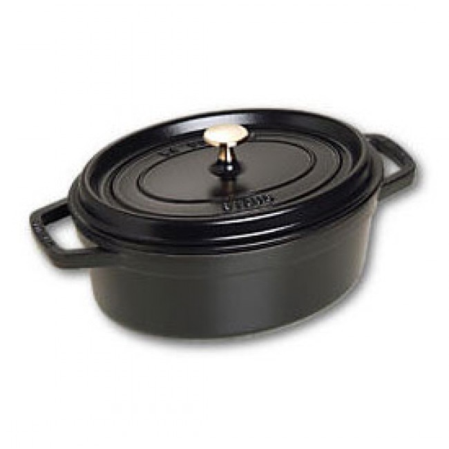 Oval cast iron cocotte 11" / 27cm - black