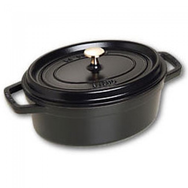 Oval cast iron cocotte 11.4" / 29 cm - black