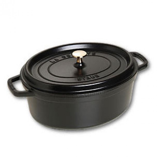 Oval cast iron cocotte 12.2" / 31 cm - black