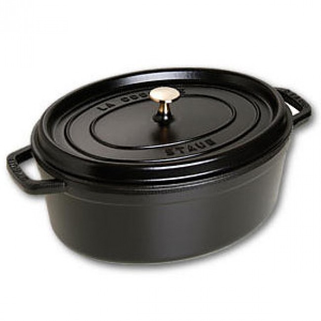 Oval cast iron cocotte 13" / 33 cm - black